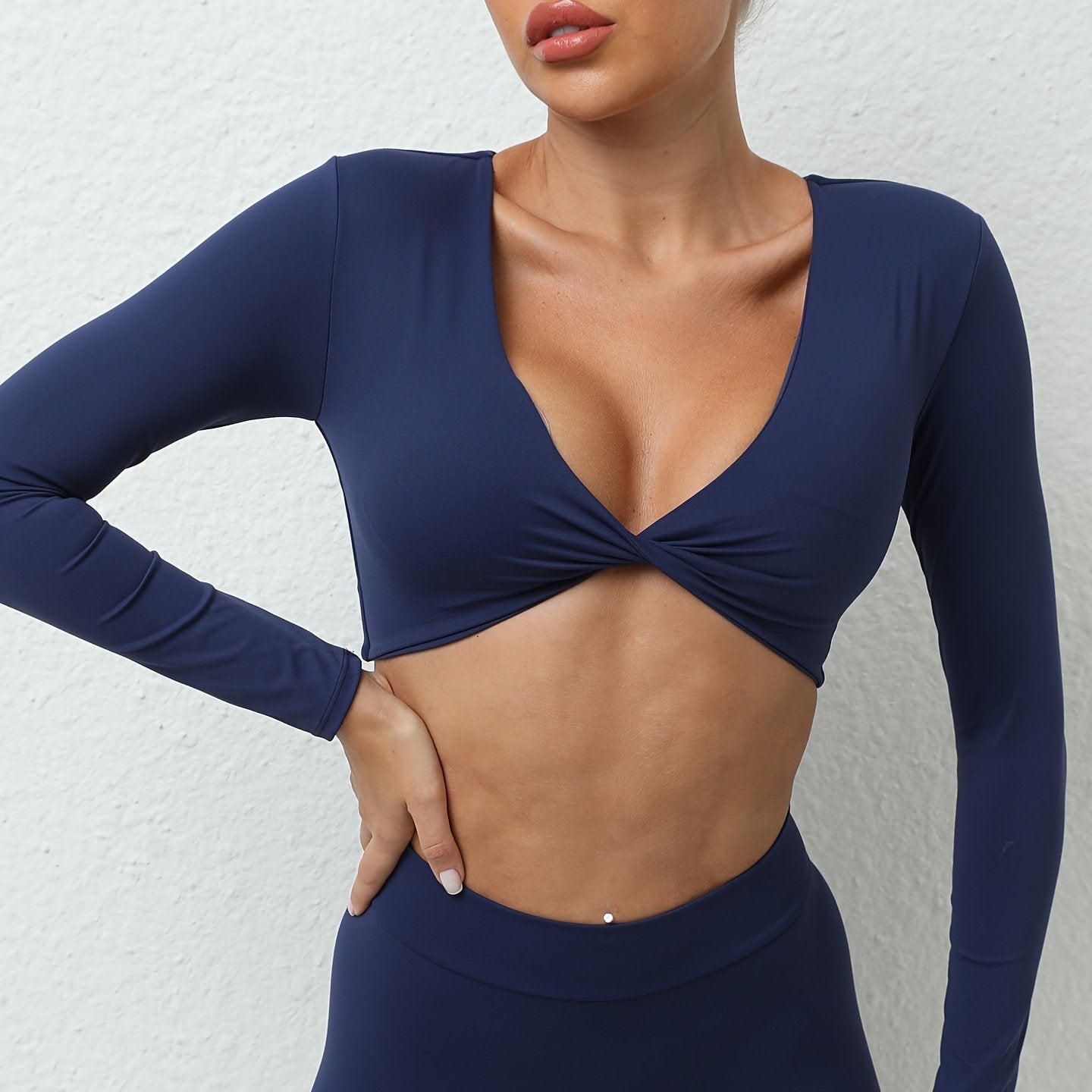 Women's Long Sleeve Yoga Top with Built-In Bra