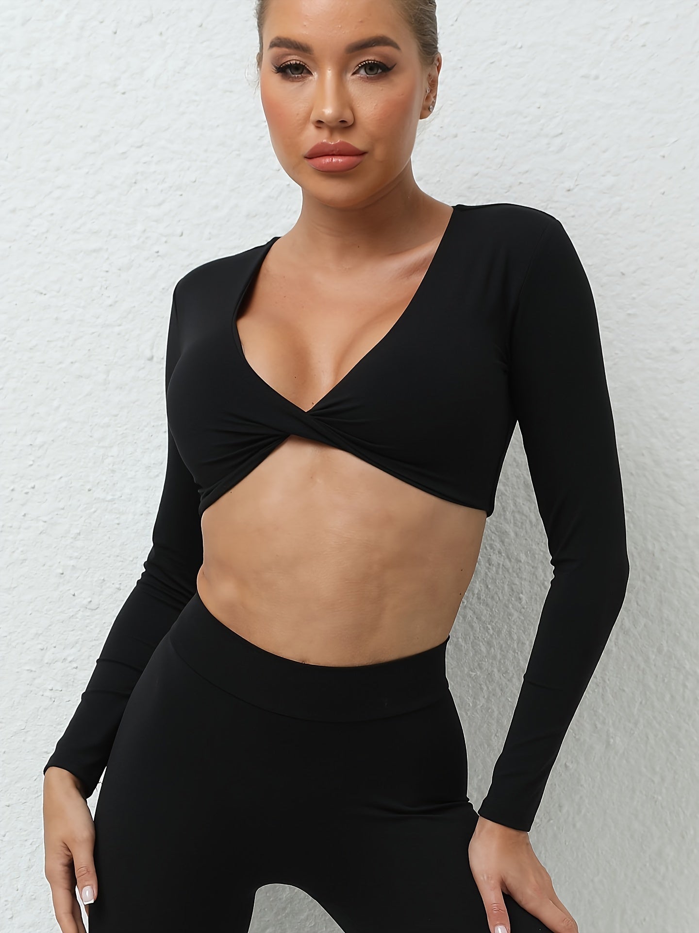 Women's Long Sleeve Yoga Top with Built-In Bra