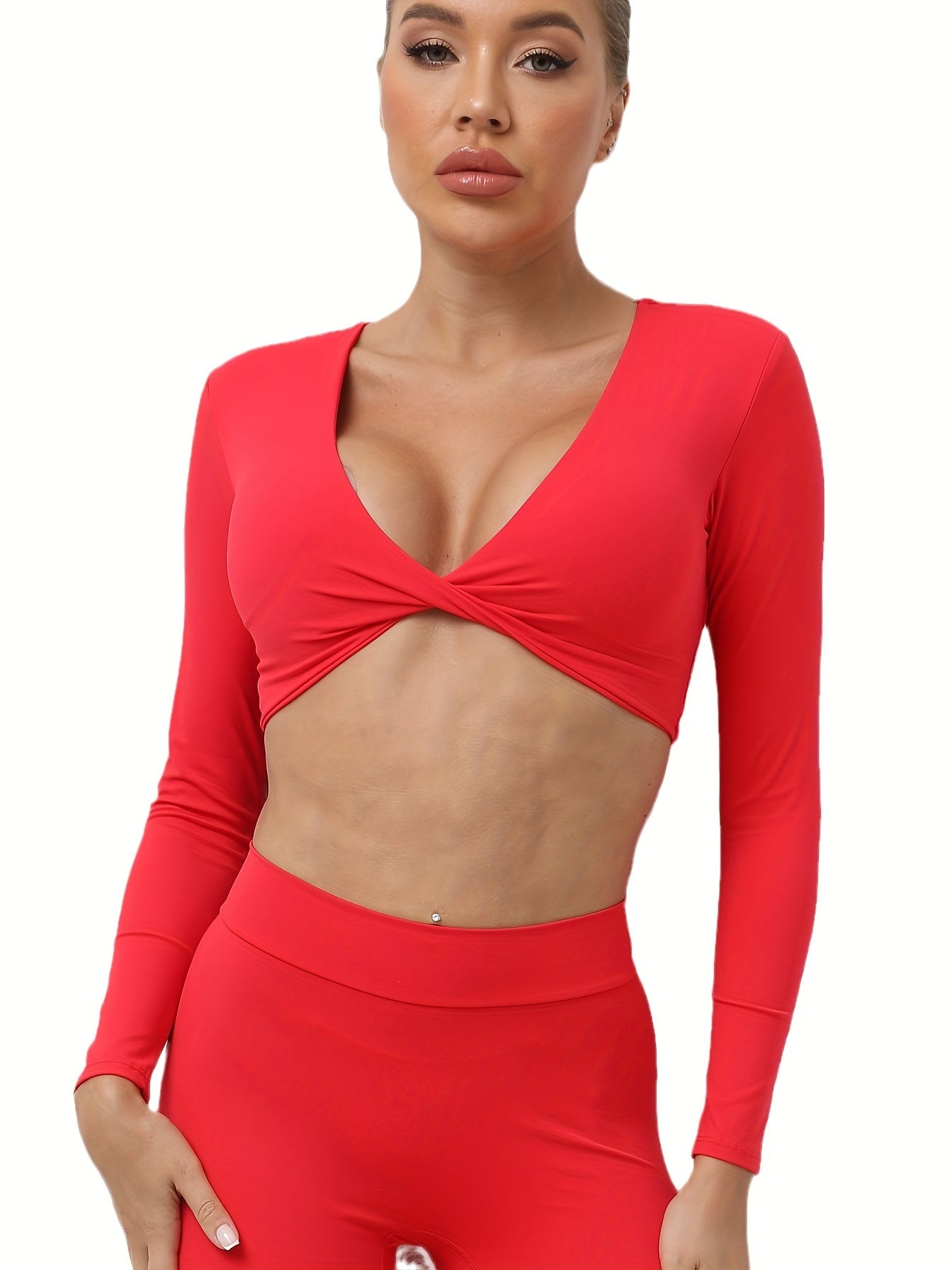 Women's Long Sleeve Yoga Top with Built-In Bra