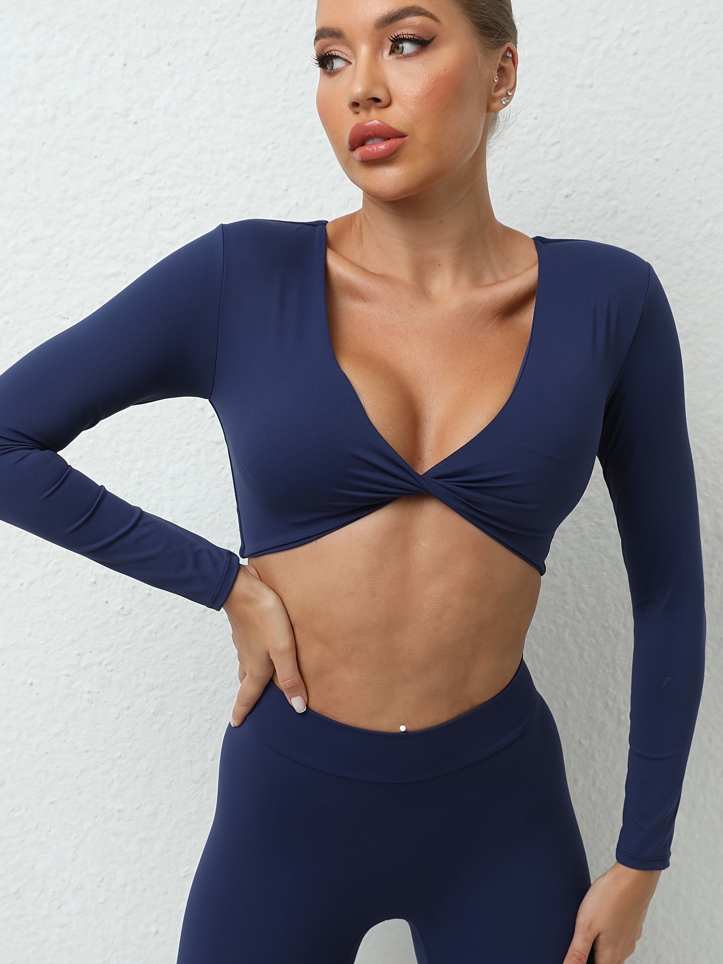 Women's Long Sleeve Yoga Top with Built-In Bra