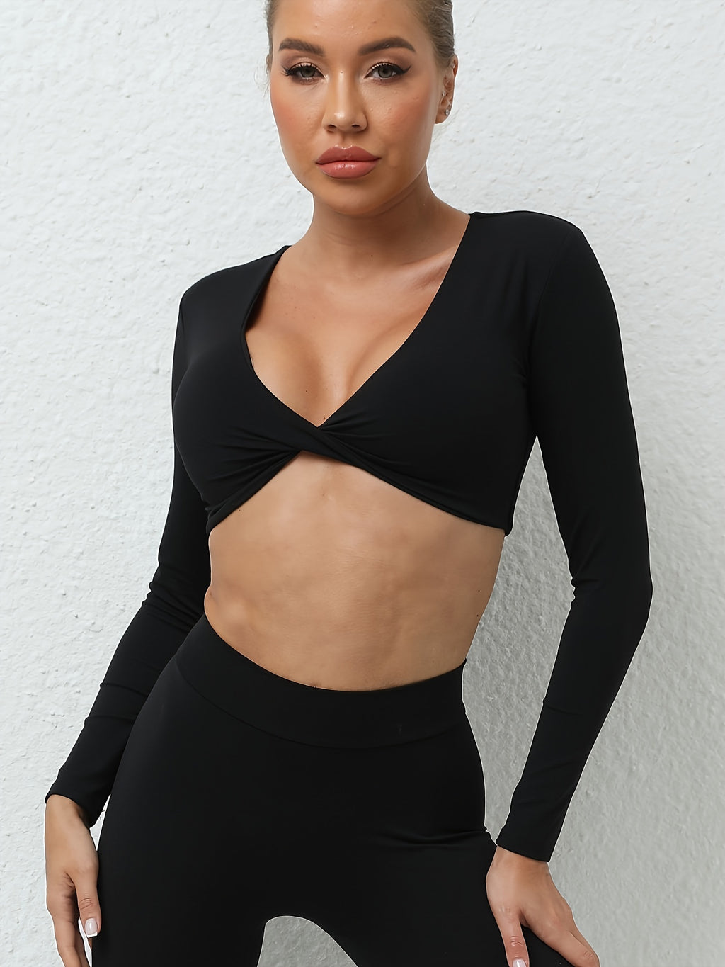 Women's Long Sleeve Yoga Top with Built-In Bra