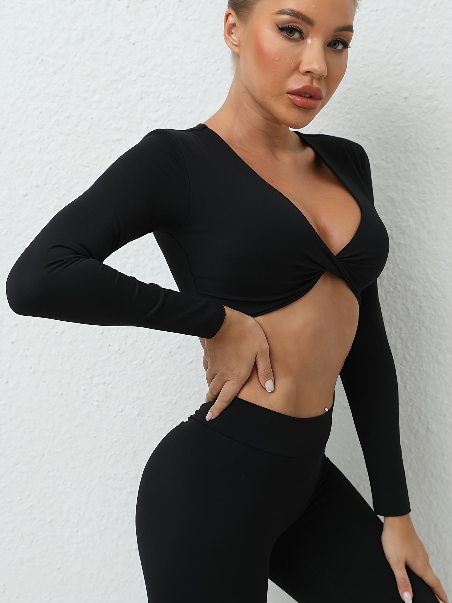 Women's Long Sleeve Yoga Top with Built-In Bra