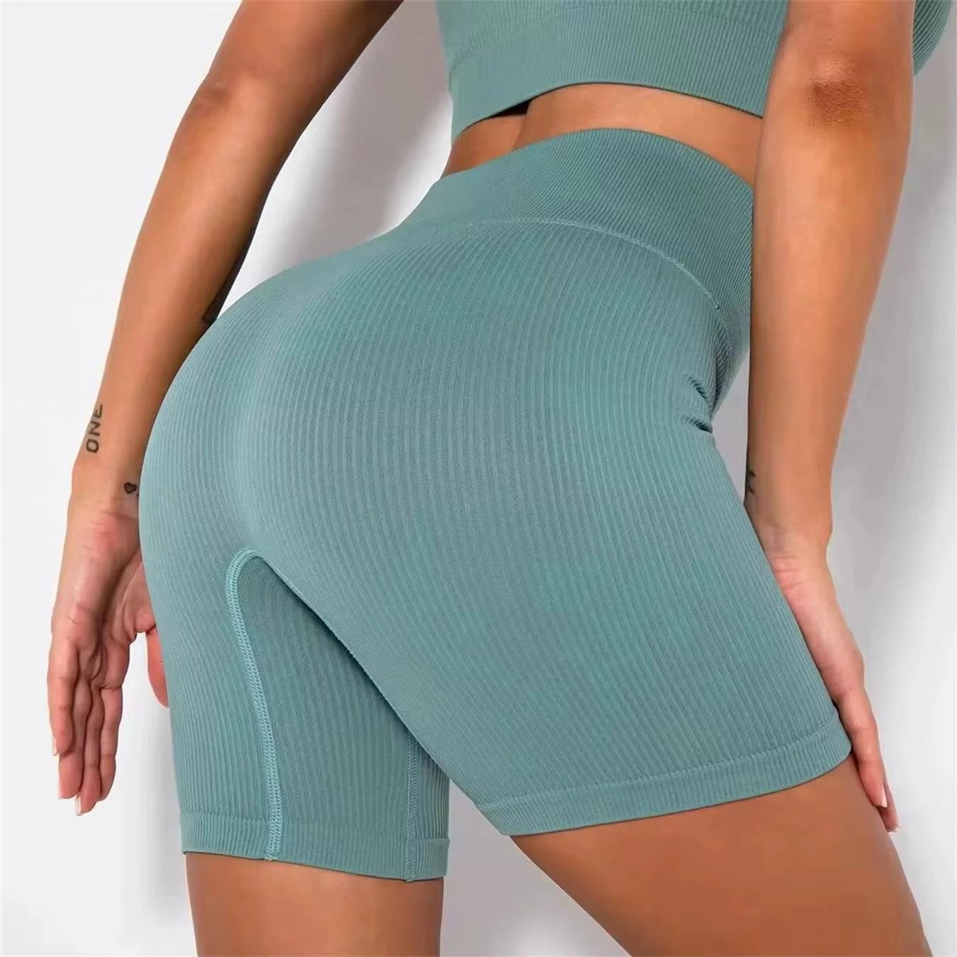 Women's Solid High Waist Sports Shorts High Stretch Seamless
