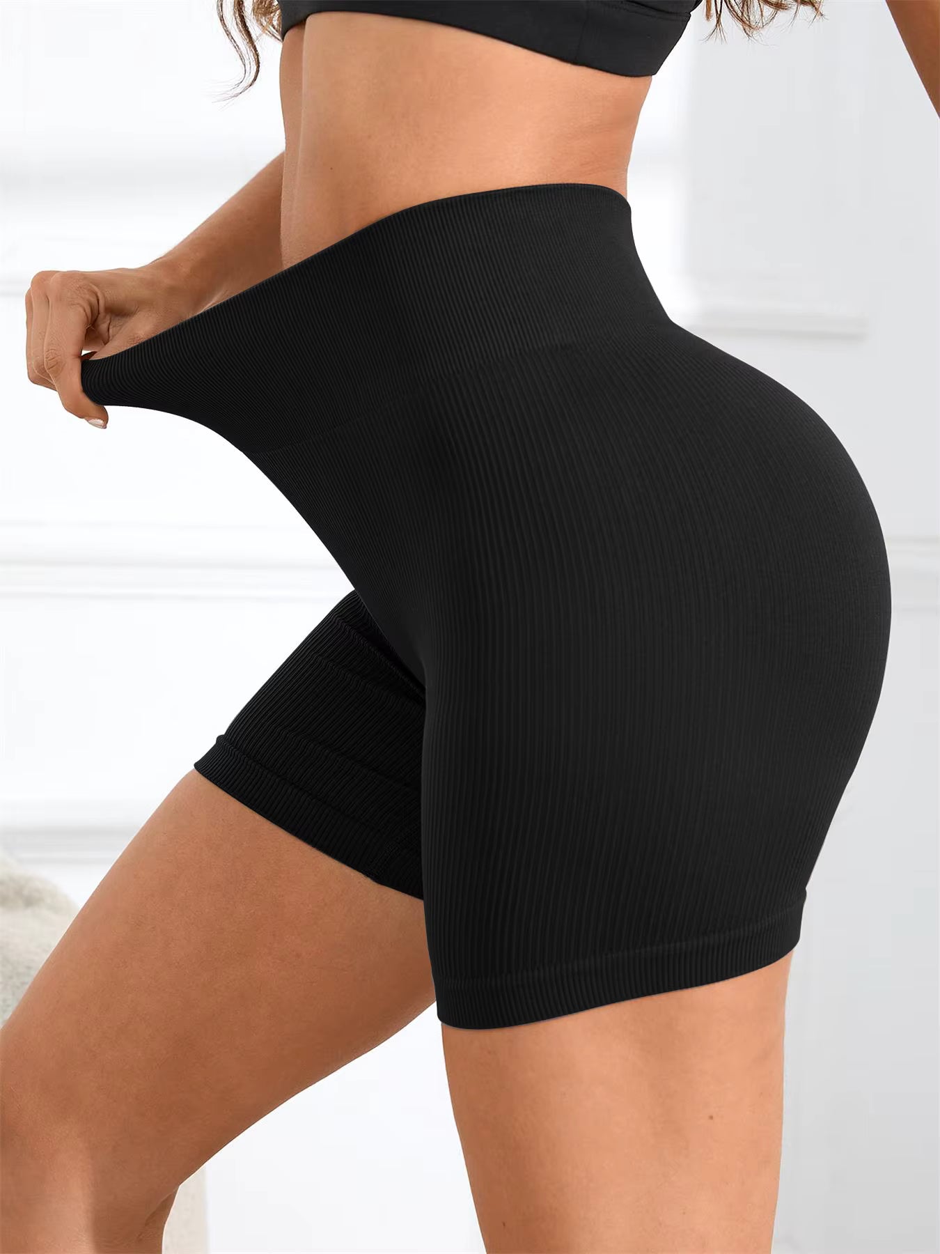 Women's Solid High Waist Sports Shorts High Stretch Seamless