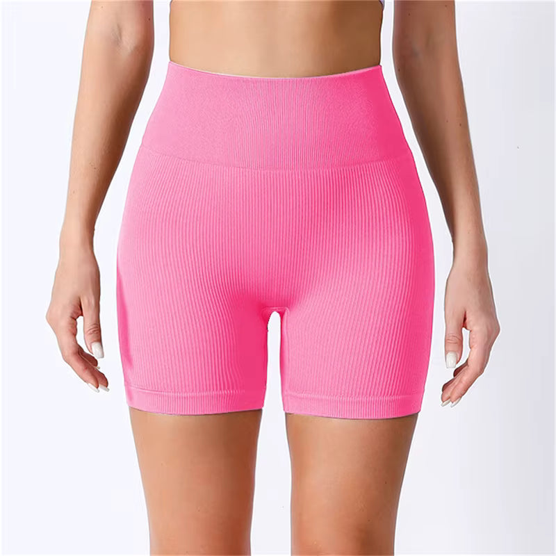 Women's Solid High Waist Sports Shorts High Stretch Seamless