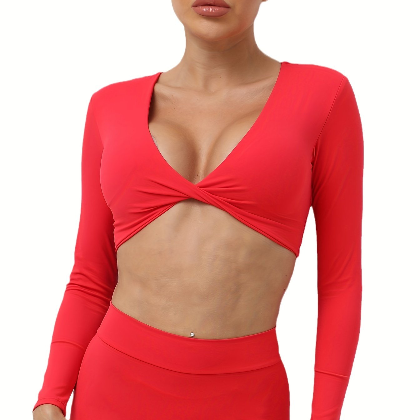Women's Long Sleeve Yoga Top with Built-In Bra